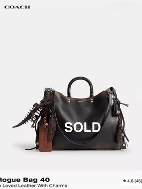 Coach Rogue Bag 40 in Loved Leather with Charms